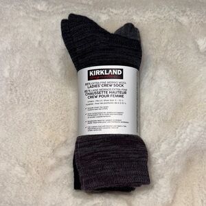 Kirkland Signature Women's Wool Crew Socks - Dark Gray and Black